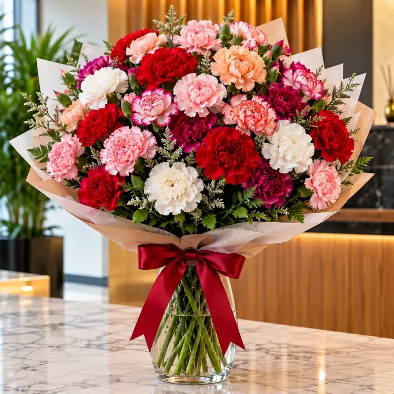 MJflowers Mixed Carnation Corporate Desk Bouquet